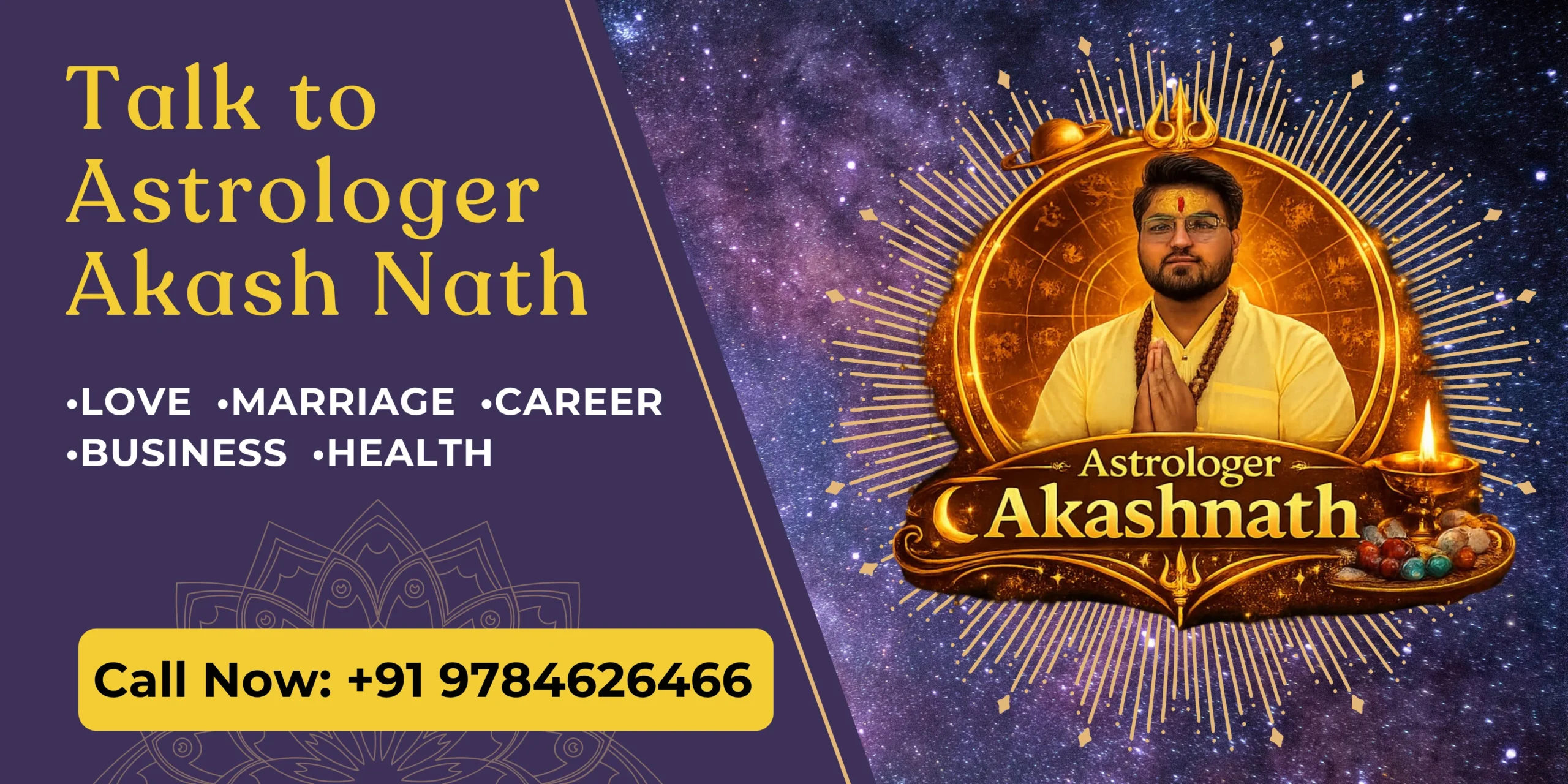 Dark Purple and Gold Elegant Astrology Predictions Astrologer Services Horoscope Banner